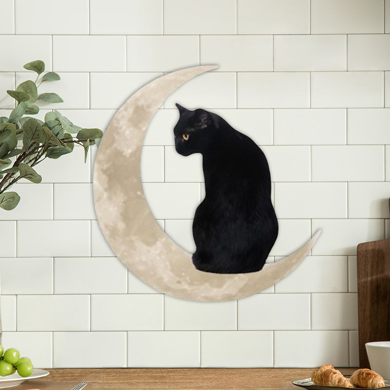 Black Cat Moon Hanging Metal Sign