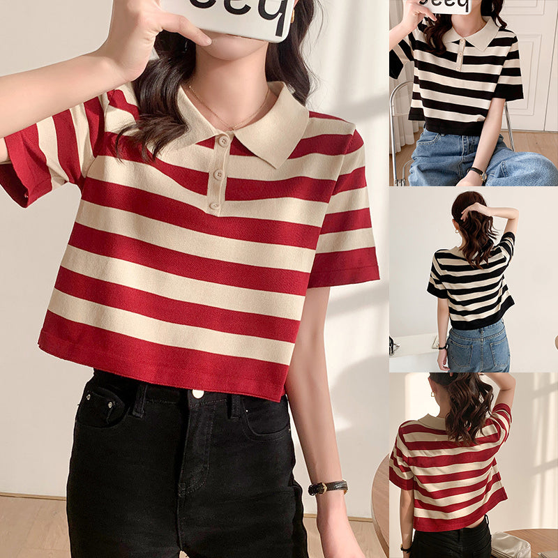 Front Shoulder Polo Neck T-shirt