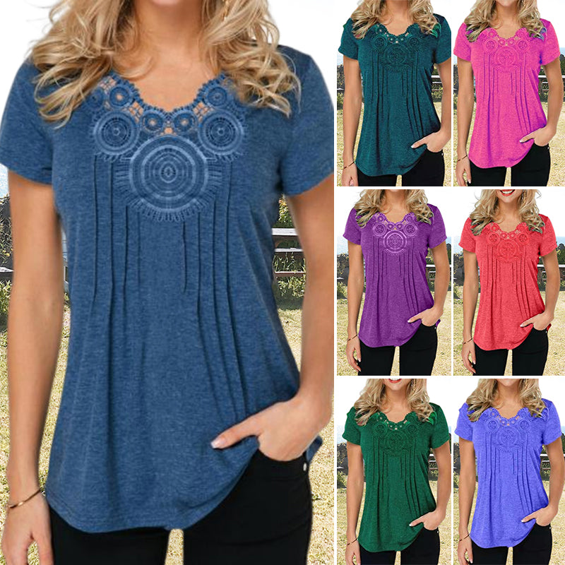 Slim Fit Lace V-Neck T-Shirt