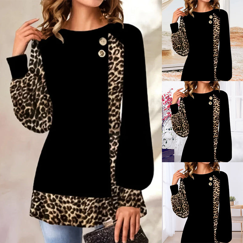 Leopard Print Lantern Sleeve Top
