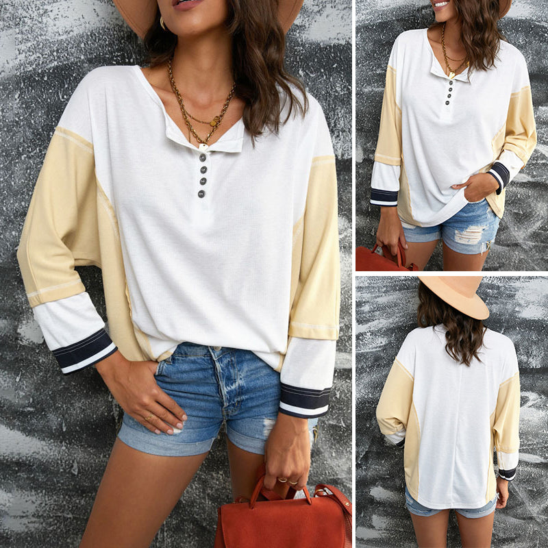 Colour Block Button Sweatshirt