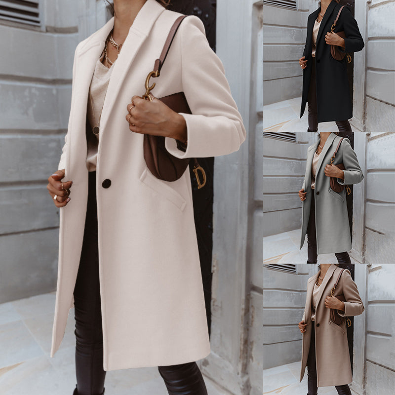 Lapel Button Wool Coat