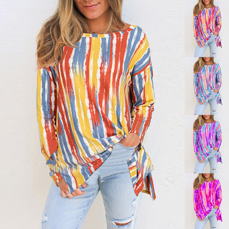 Loose Striped Long-sleeved T-shirt