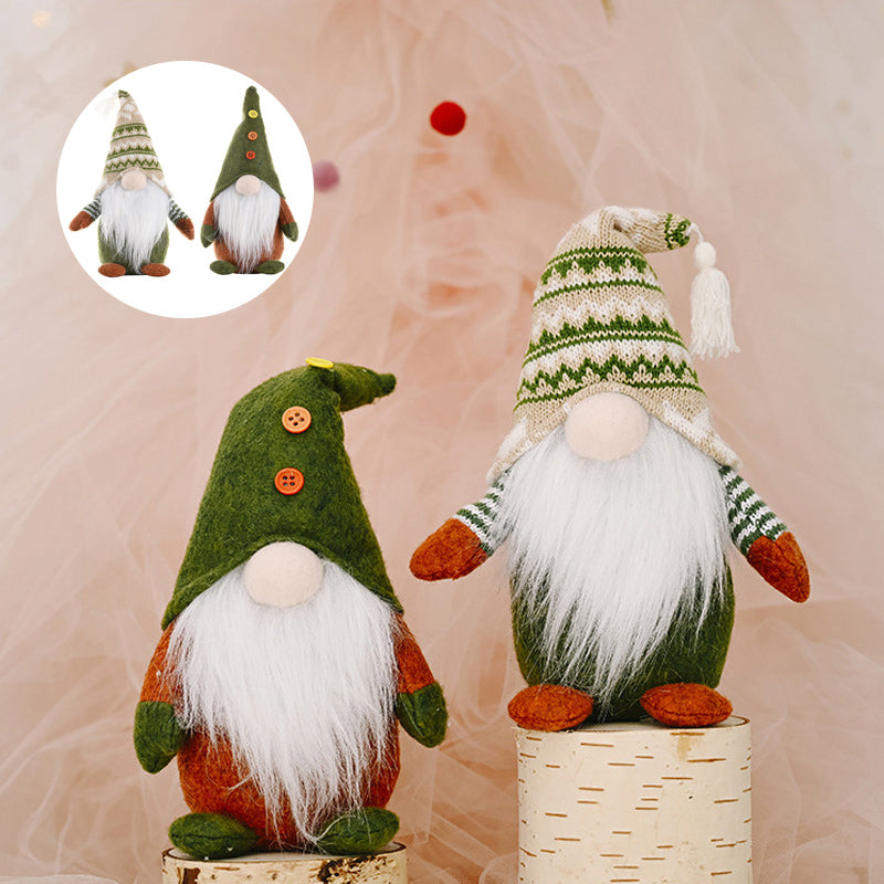 Christmas Green Faceless Old Man Elf Figurine