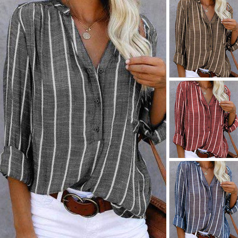 Simple Fashion Print Striped Shirt