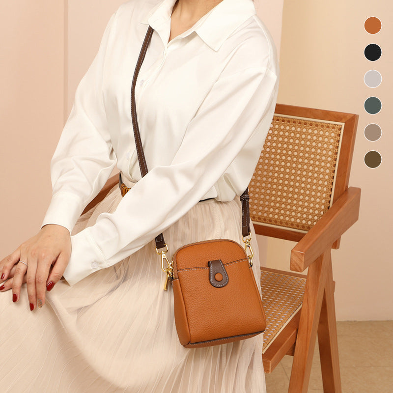 Multifunctional Solid Soft Leather Crossbody Bag