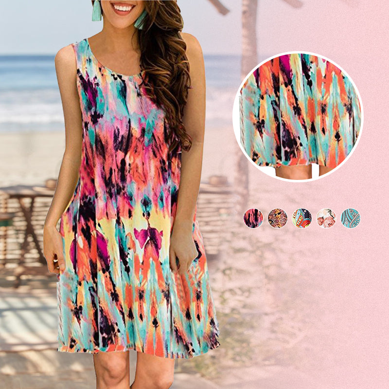 Sleeveless Print Tank Dress