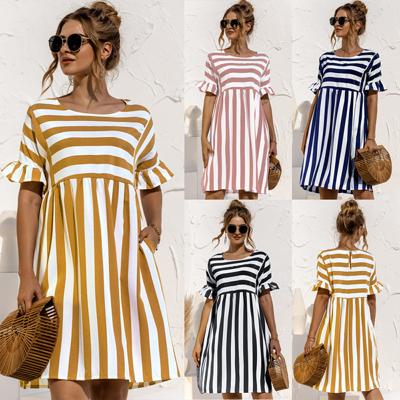 Ruffled Striped Dress