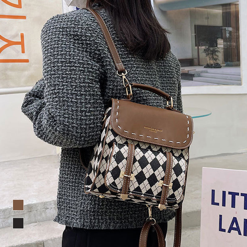 Checkered Pattern Square Backpack