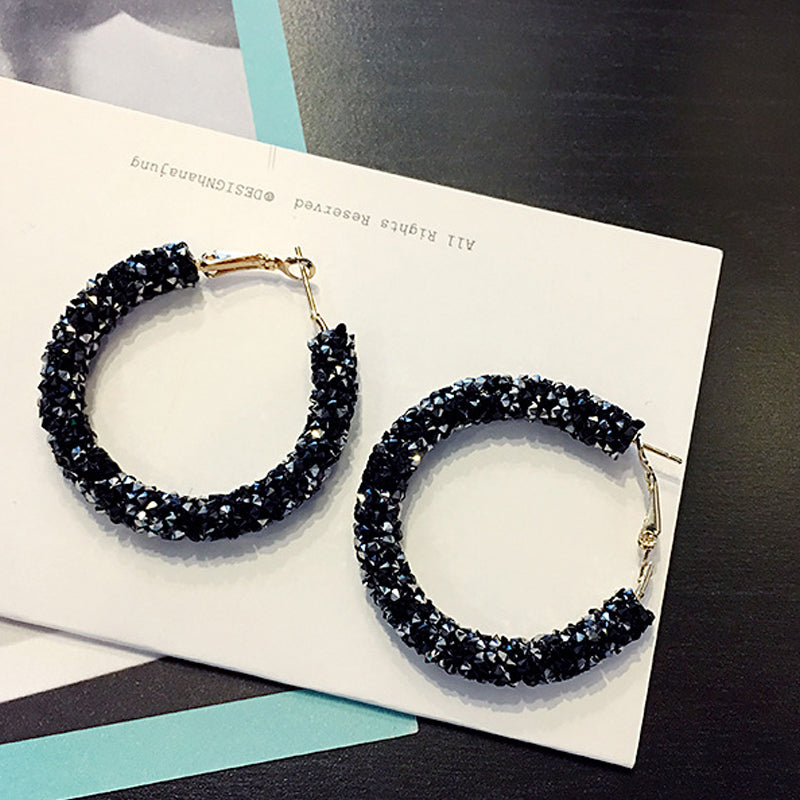 Alloy Plated Diamond Big Hoop Earring