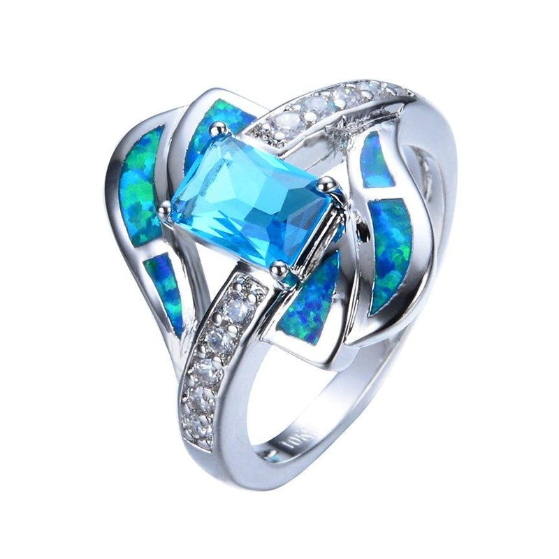 Blue Sapphire Opal Ring