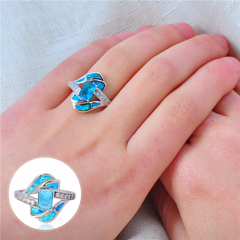 Blue Sapphire Opal Ring