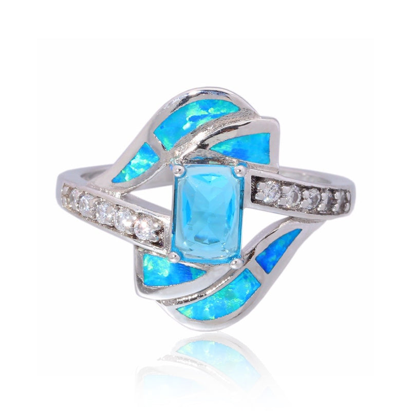 Blue Sapphire Opal Ring