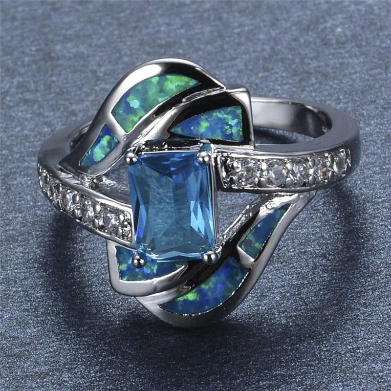 Blue Sapphire Opal Ring
