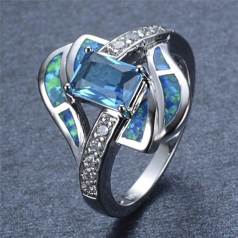 Blue Sapphire Opal Ring