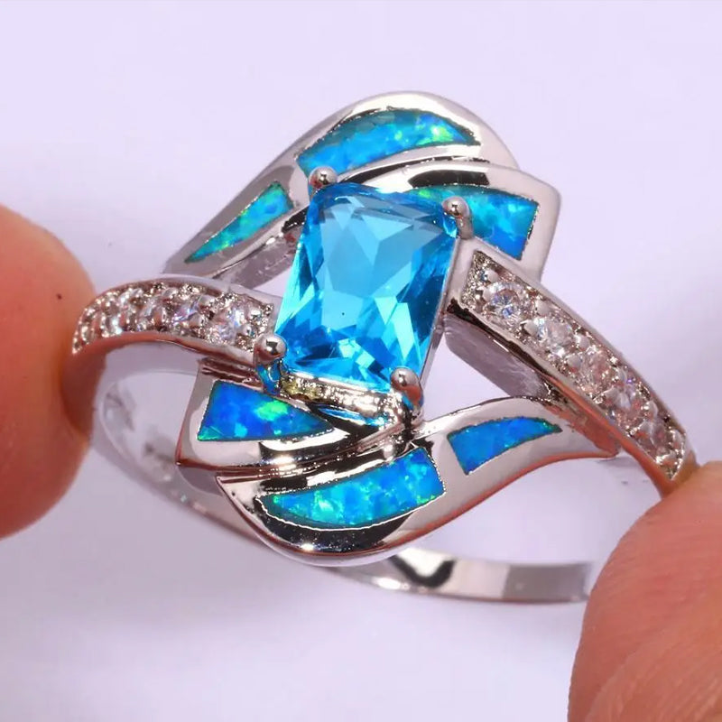 Blue Sapphire Opal Ring