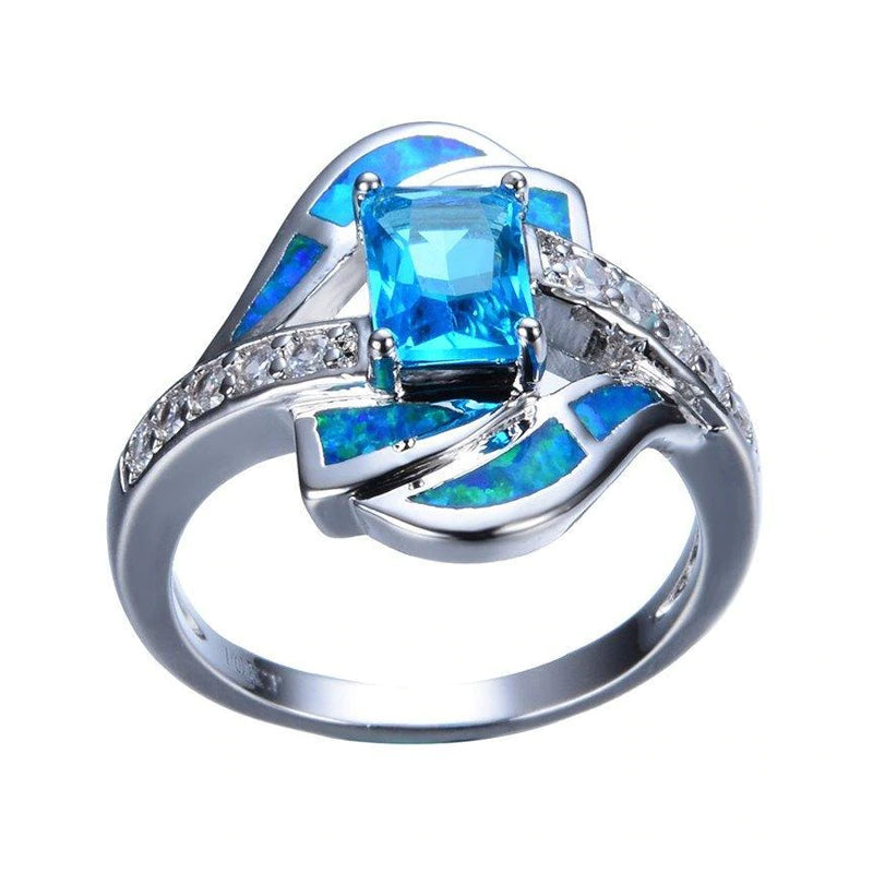 Blue Sapphire Opal Ring