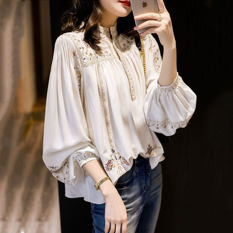 Bohemian Wide Stand Collar Shirt