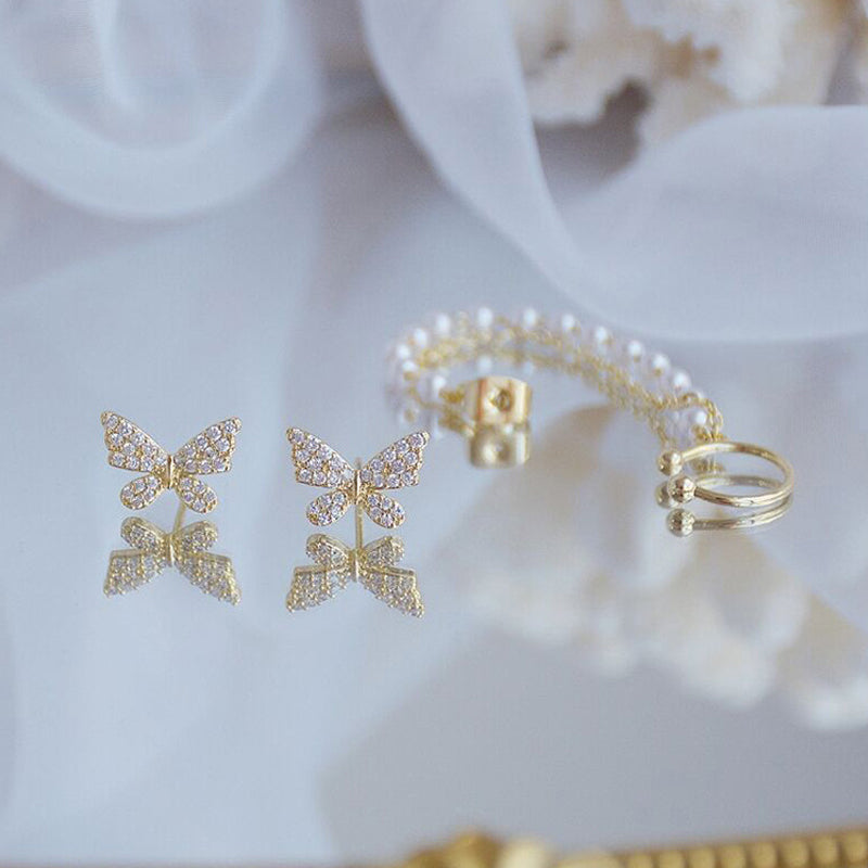 Butterfly Cuff Stud Earrings