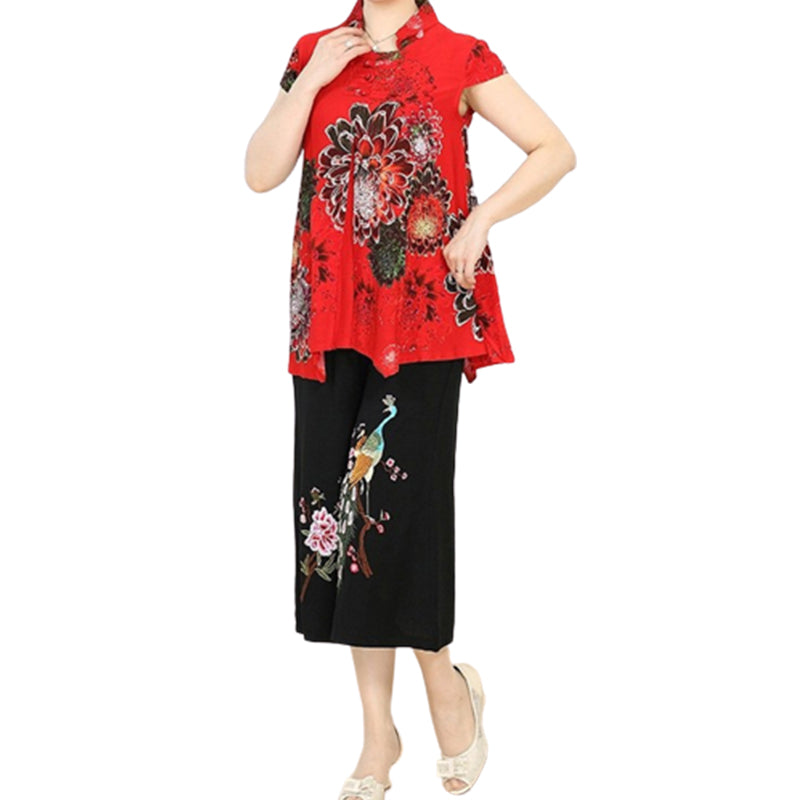 Elderly Cotton and Linen Two Piece Set