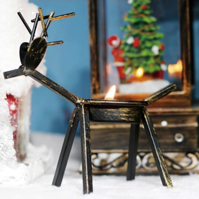 Set of 2 Reindeer Tea Light Holders
