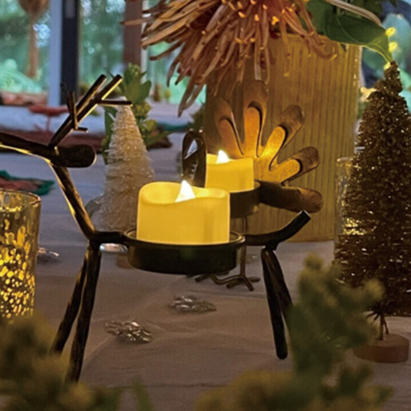 Set of 2 Reindeer Tea Light Holders