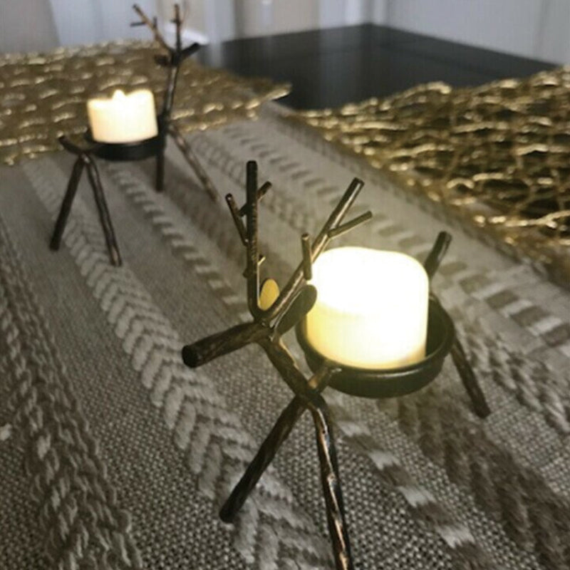 Set of 2 Reindeer Tea Light Holders