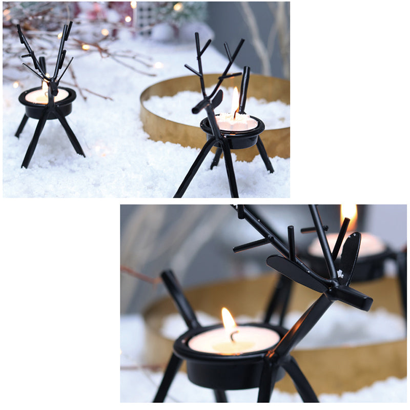 Set of 2 Reindeer Tea Light Holders