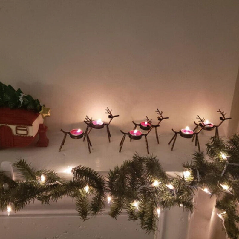 Set of 2 Reindeer Tea Light Holders