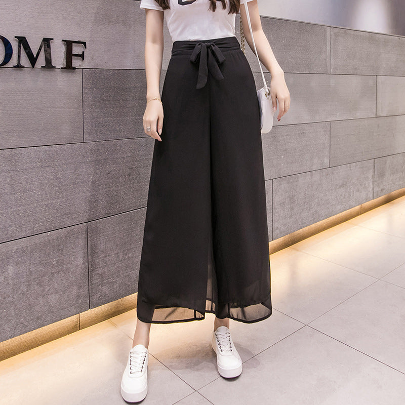 Chiffon Slit Wide-leg Pants