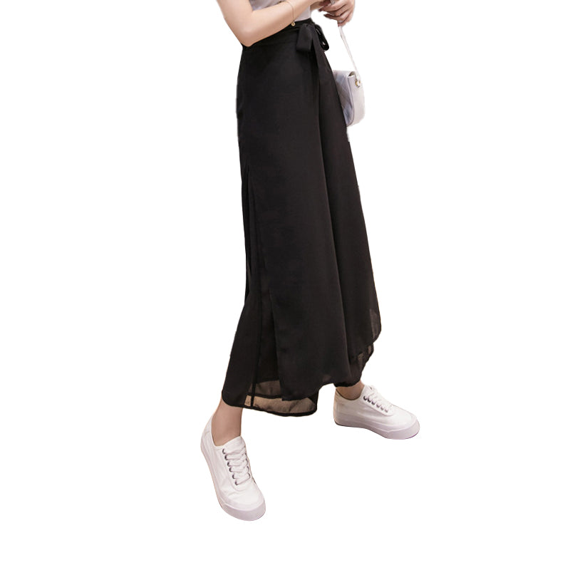 Chiffon Slit Wide-leg Pants