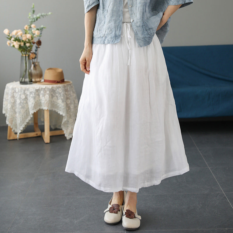 Cotton Linen Half Length Skirt