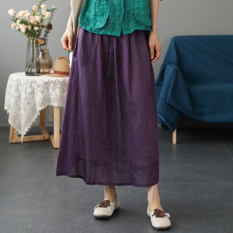 Cotton Linen Half Length Skirt