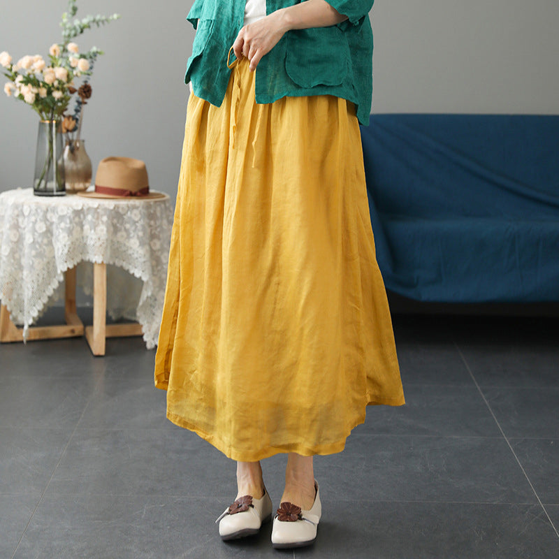 Cotton Linen Half Length Skirt