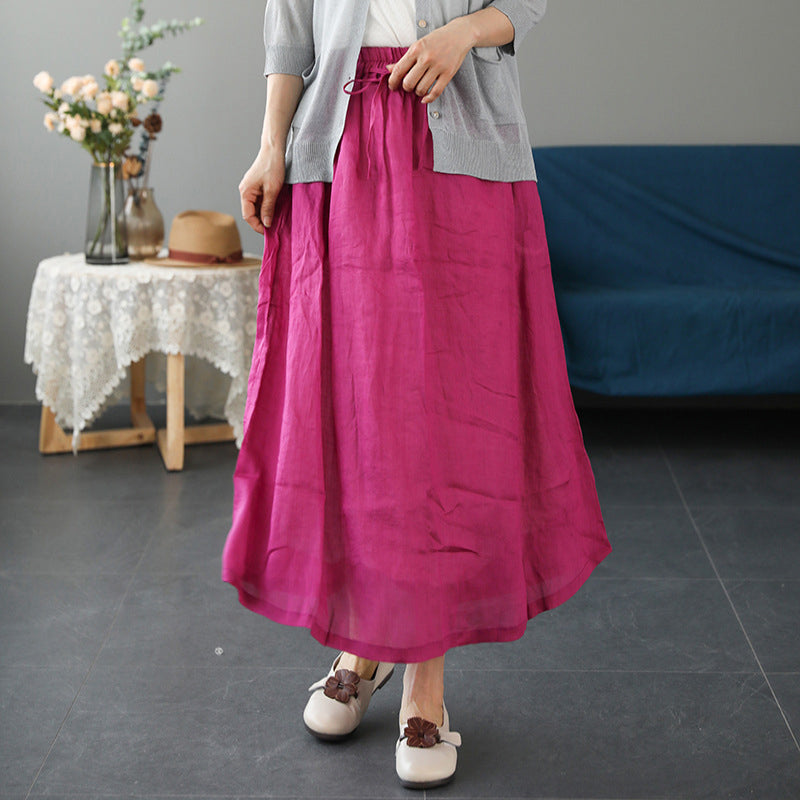 Cotton Linen Half Length Skirt