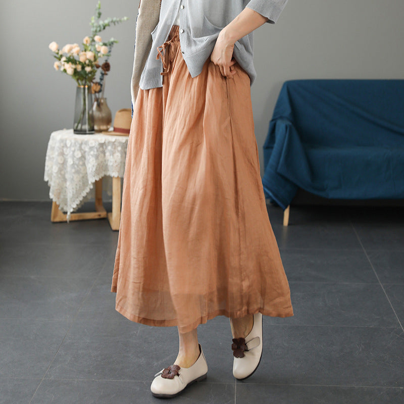 Cotton Linen Half Length Skirt