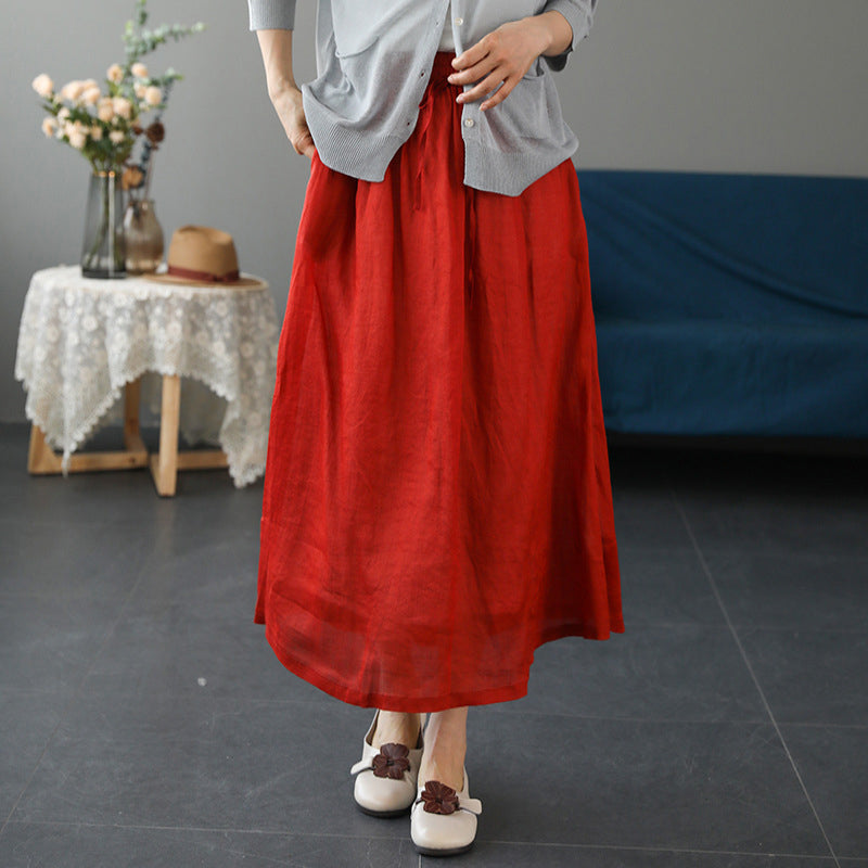 Cotton Linen Half Length Skirt