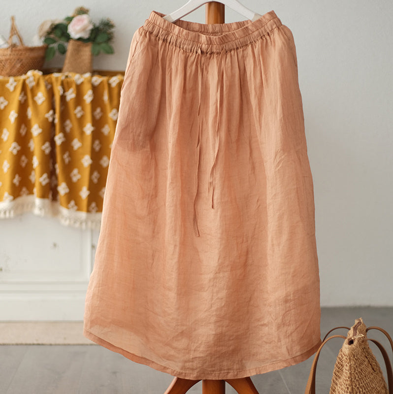 Cotton Linen Half Length Skirt