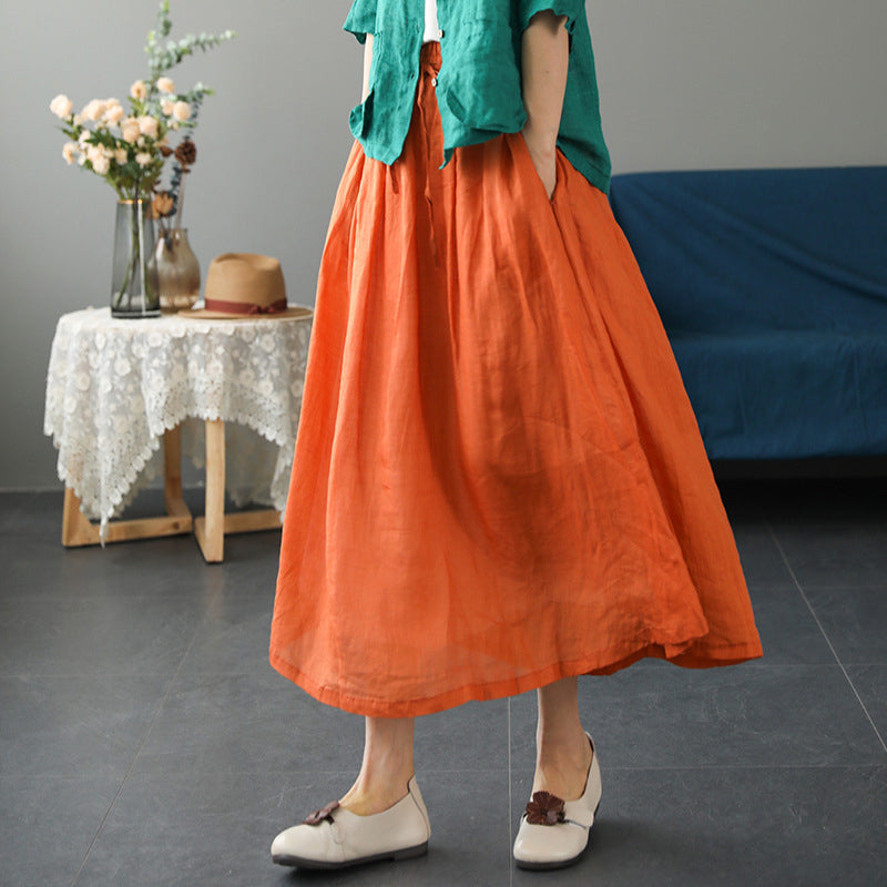 Cotton Linen Half Length Skirt