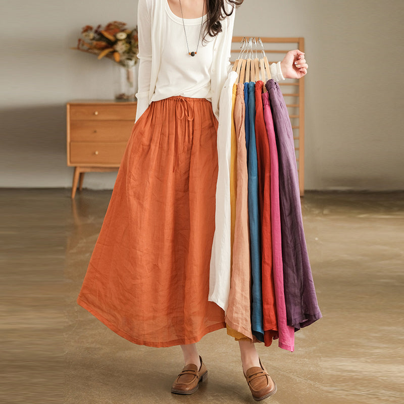 Cotton Linen Half Length Skirt