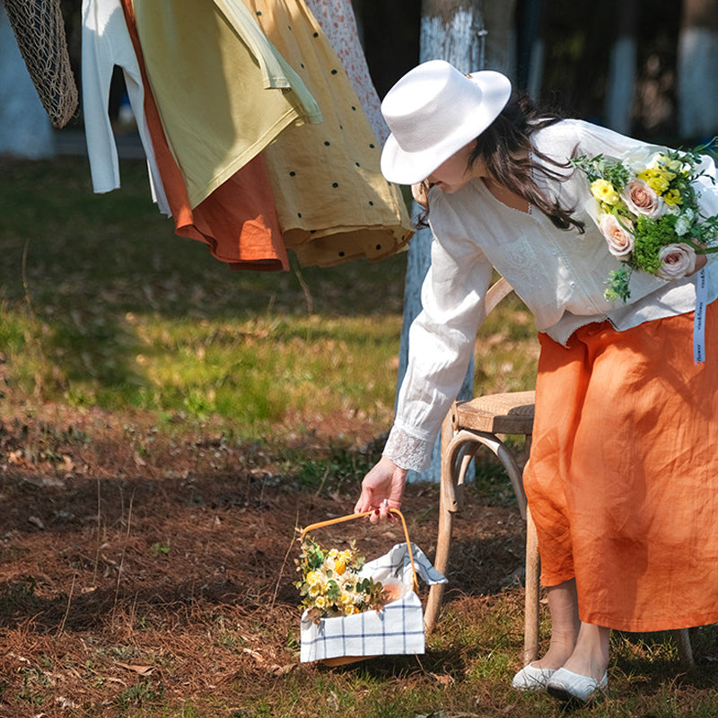 Cotton Linen Half Length Skirt