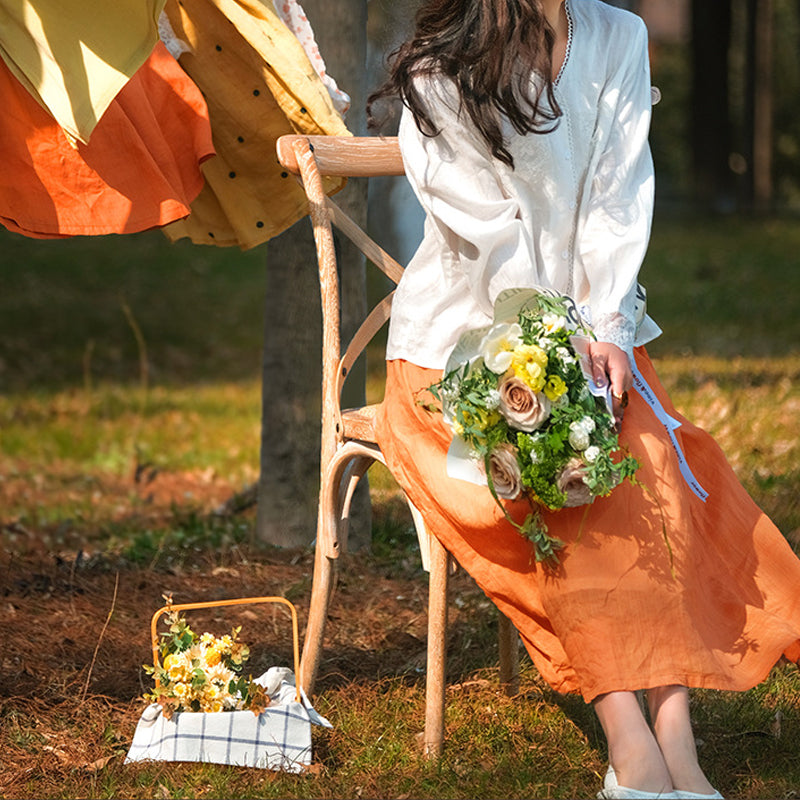 Cotton Linen Half Length Skirt