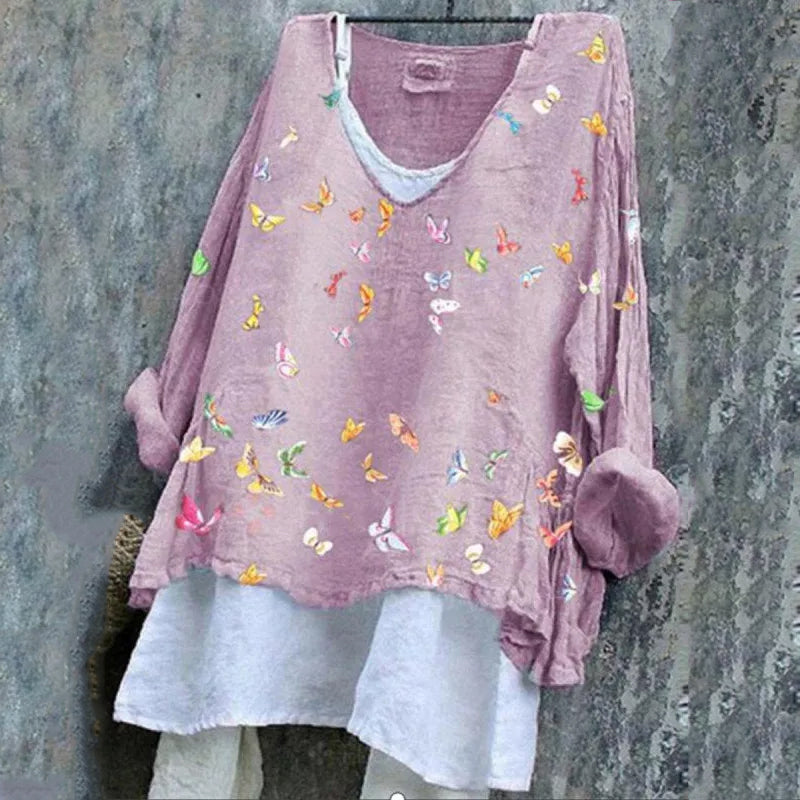 Cotton Linen Print Two-piece Set