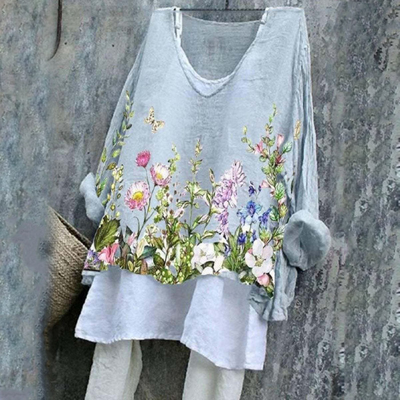 Cotton Linen Print Two-piece Set