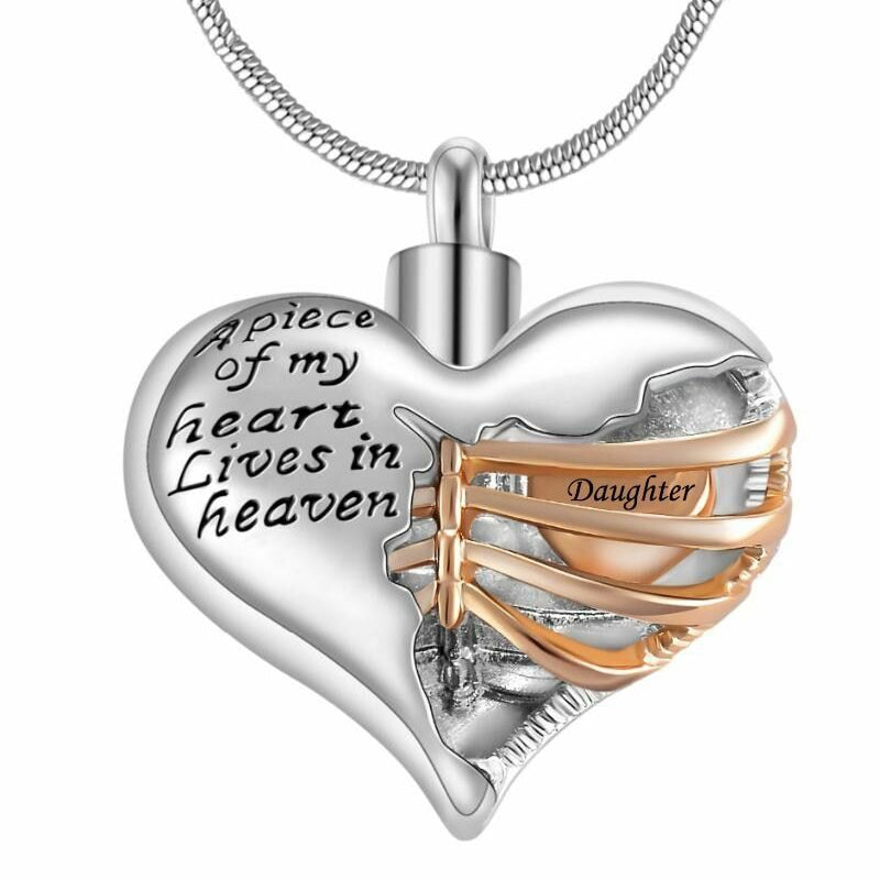 Heart Cremation Urn Necklace Pendant for Human Ashes