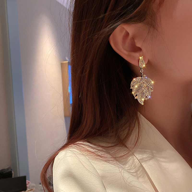 Diamond Leaf Earrings