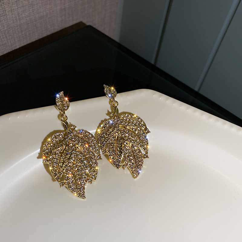Diamond Leaf Earrings