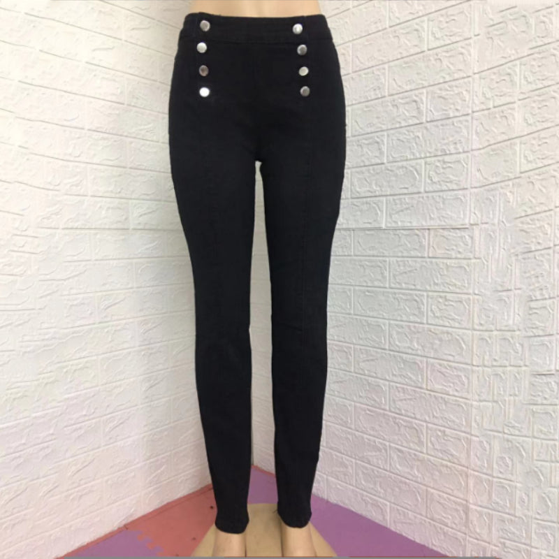 Double Breasted High Waist Skinny Jeans