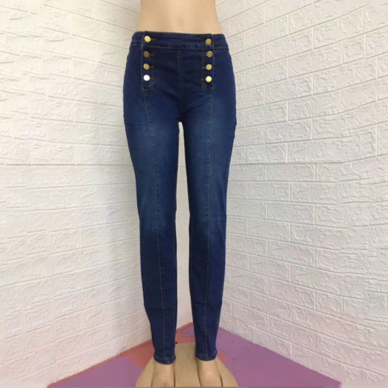 Double Breasted High Waist Skinny Jeans