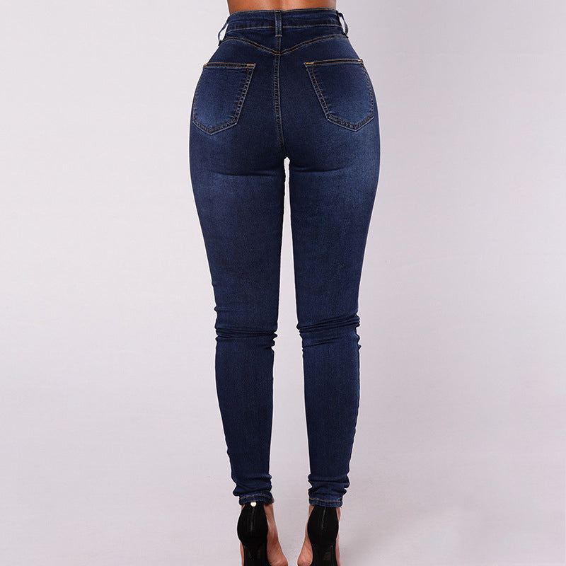 Double Breasted High Waist Skinny Jeans